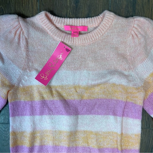 🆕 LILLY PULITZER Ritza Pink Colorblock Striped Sweater NEW RTL $138 SZ XS - Picture 3 of 5